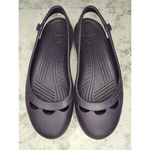 Crocs Jayna Ballet Flats Women Sz 8 Sling Back Slip On Comfort Purple Shoes